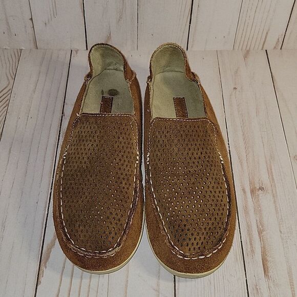Olukai Womens Perforated Suede Slip On Loafers 7 - Picture 1 of 8